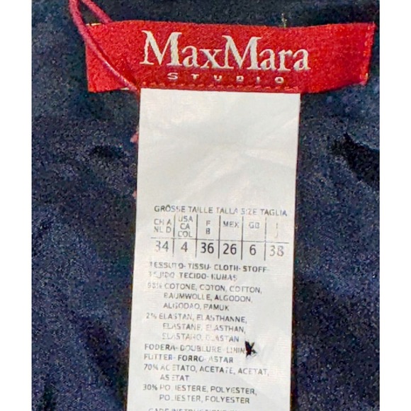 Max Mara Studio Marisa Pencil Skirt Navy and White Floral Sz 4 - Picture 5 of 6